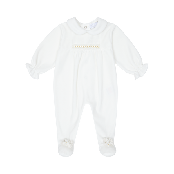 Chic By Deolinda Ivory Velour All In One Babygrow Sleepsuit - CDI25015 - Linda