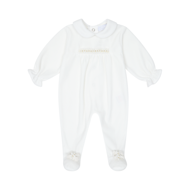 Chic By Deolinda Ivory Velour All In One Babygrow Sleepsuit - CDI25015 - Linda