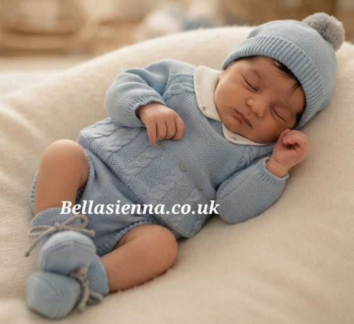 0238 - Baby Boys Blue & Grey Knitted Four Piece Set - 43
