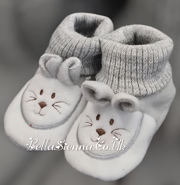 Bella Sienna Grey & White Bunny Rabbit Booties - 35