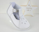"Bianca" Pex White Patent Leather Girls T Bar Shoes