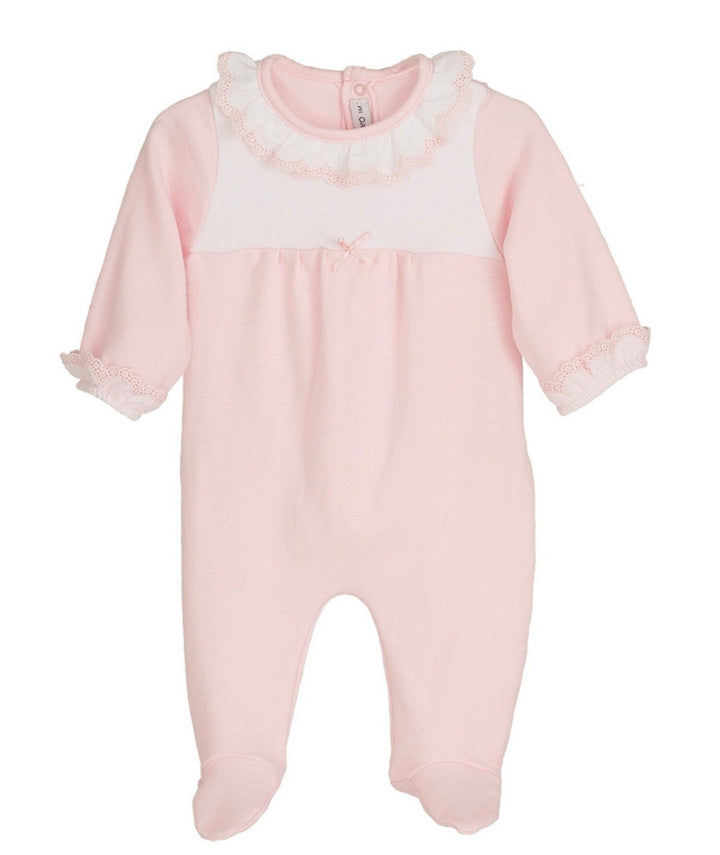 Calamaro Pink & White All In One Babygrow, Sleepsuit - 33047