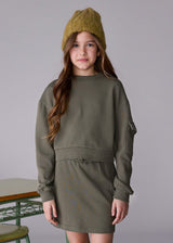 Mayoral Older Girls Trendy Cargo Skirt & Sweatshirt Set - 7917