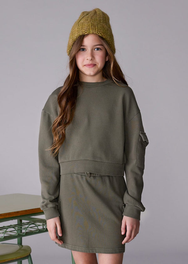 Mayoral Older Girls Trendy Cargo Skirt & Sweatshirt Set - 7917