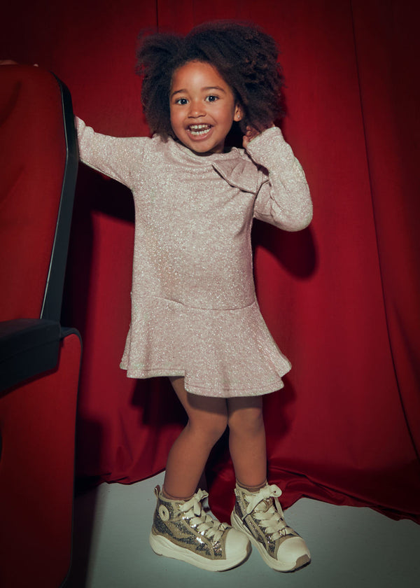 Mayoral Girls Sparkly Knitted Bow Dress - 4991