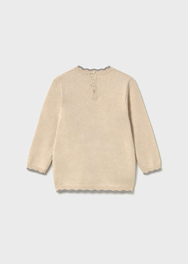 Beige Girls Knitted Winter Dress - 2942