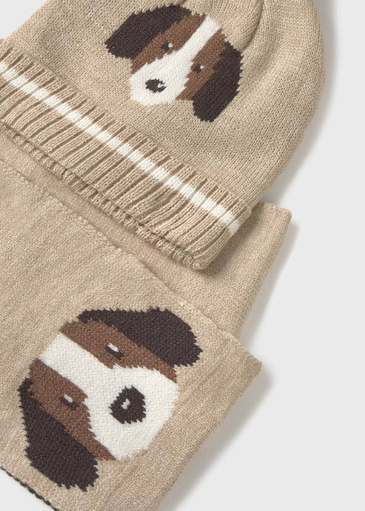 Mayoral Baby Boys Dog Motif Hat & Scarf Set - 10018
