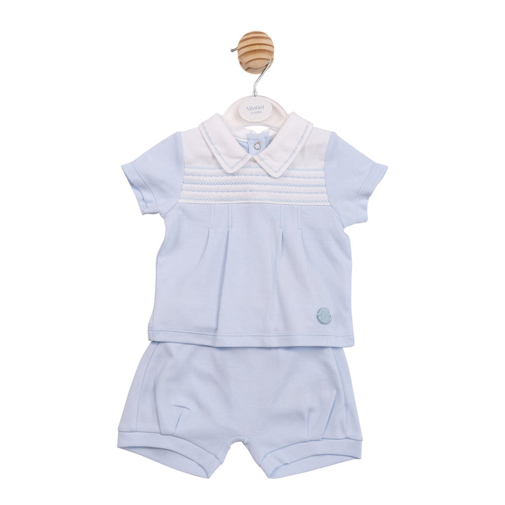Mintini baby Boys Blue & White Classic Shorts Set - MB6882
