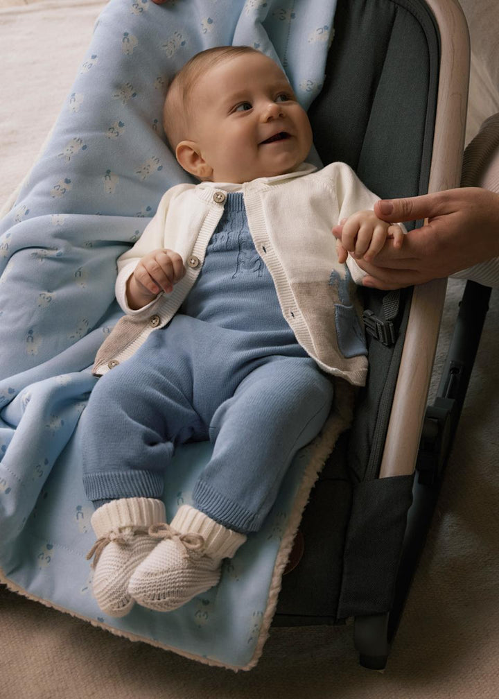 Mayoral Baby Boys Three Piece Bunny Rabbit Knitted Dungaree Set - 2617 - Nube