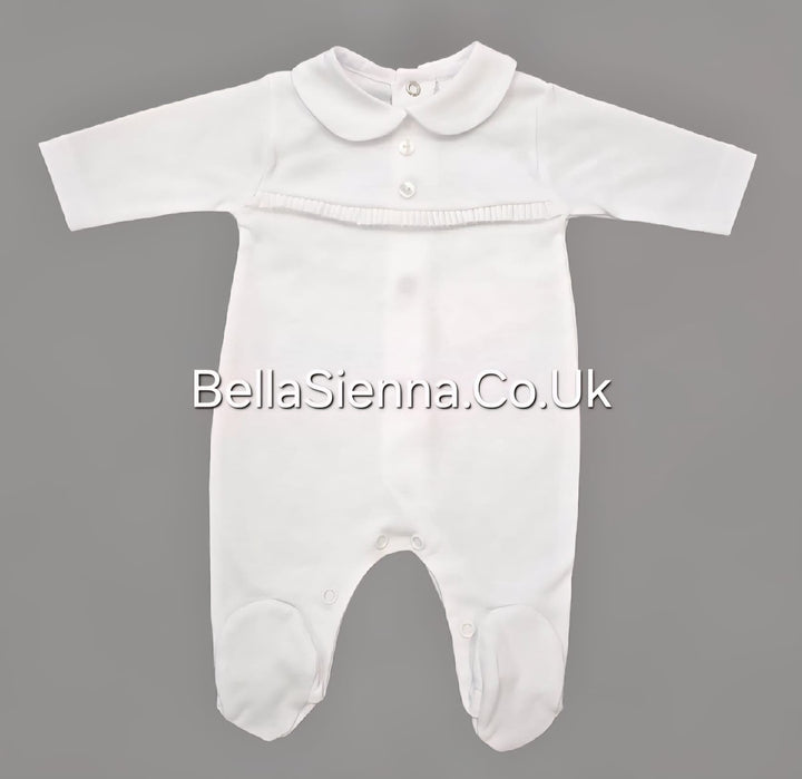 Unisex White Cotton All In One Babygrow - SG107C