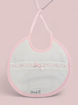 100% Cotton Unisex Ivory Ribbon & Bow Detail Bib