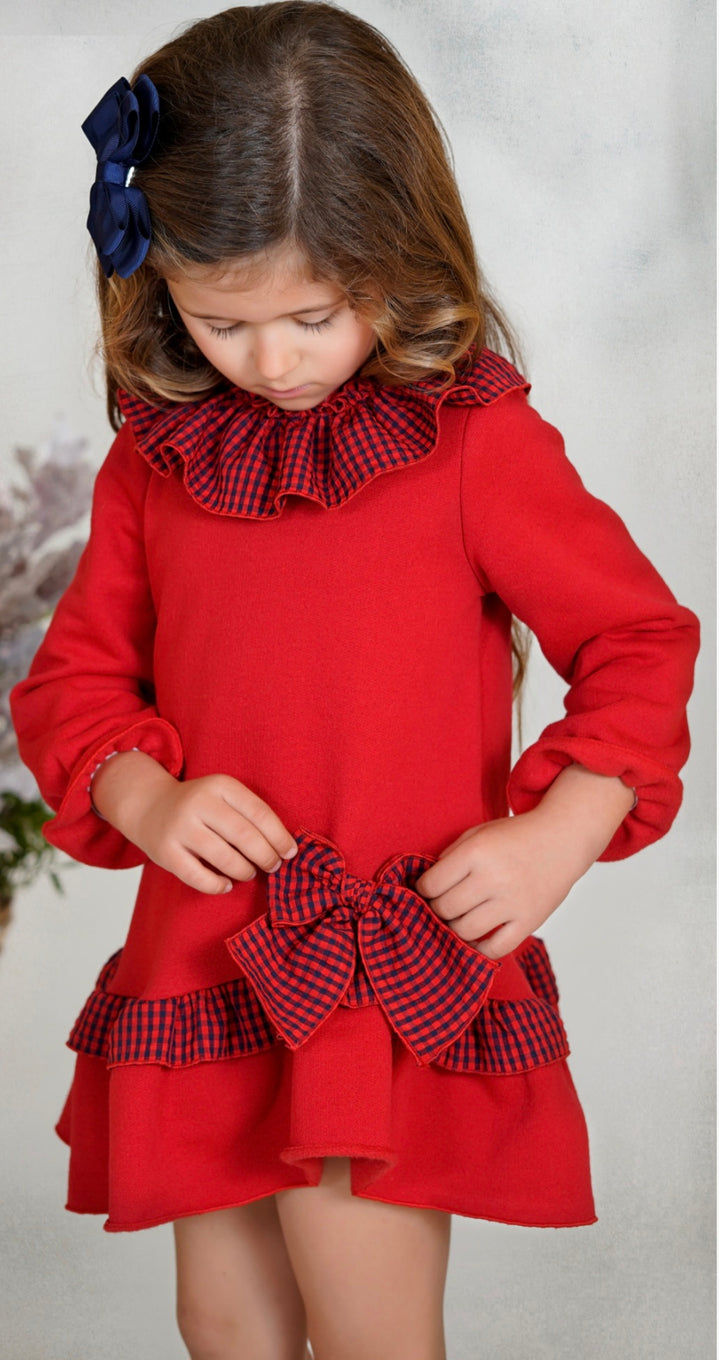 Petit Dbb Girls Red & Navy Check Dress - 25818