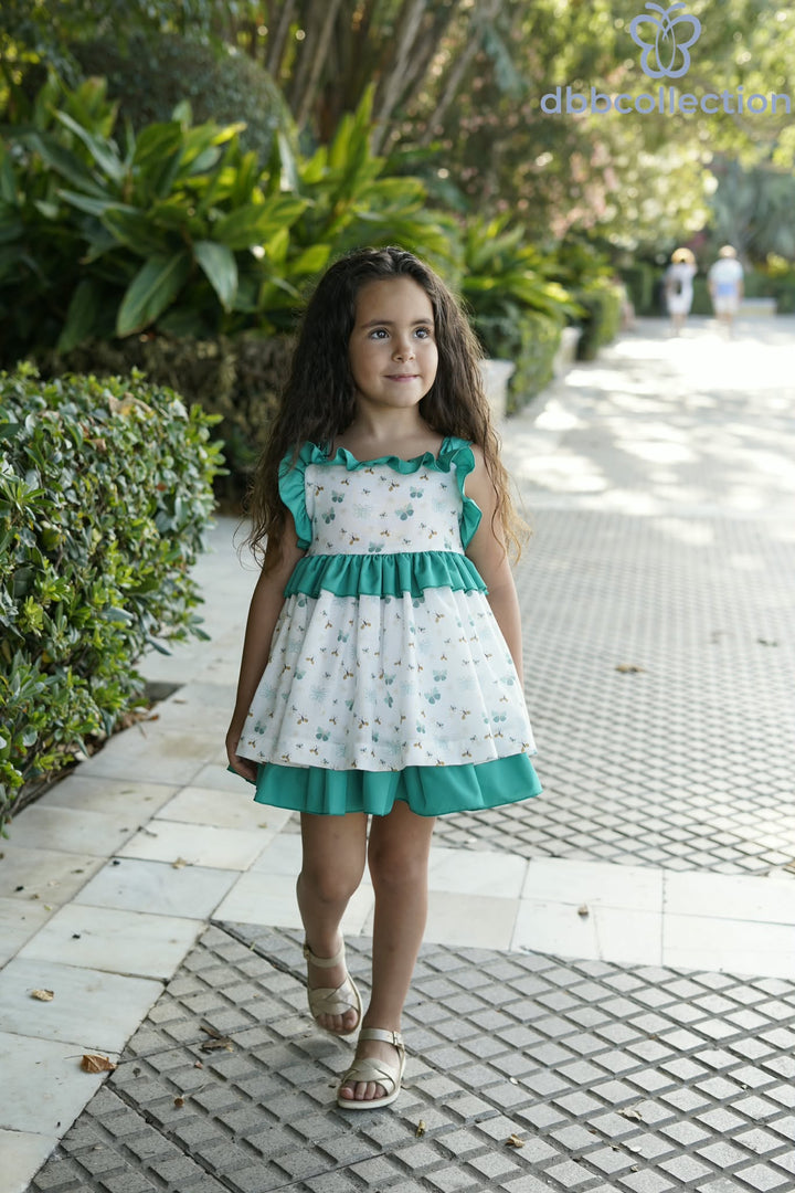Dbb Collection Girls Green Butterfly Dress With Big Bow - 27002