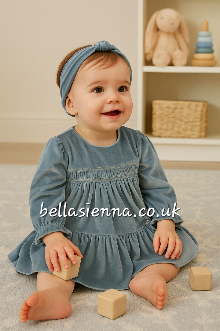 Mayoral Girls Bluebell Velvet Dress & Headband Set - 2904