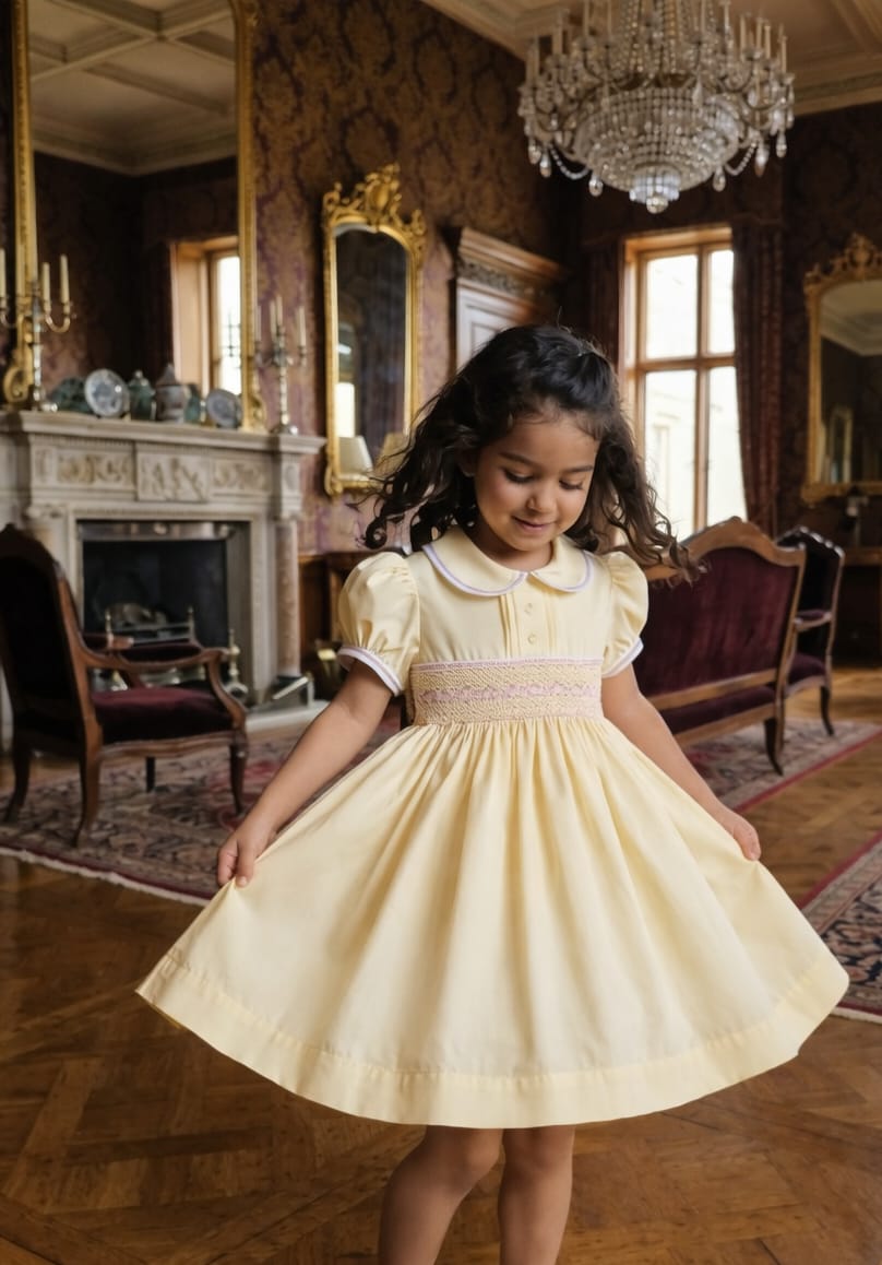 Pretty Originals Lemon & Pink Hand Smocked Dress - BD02289