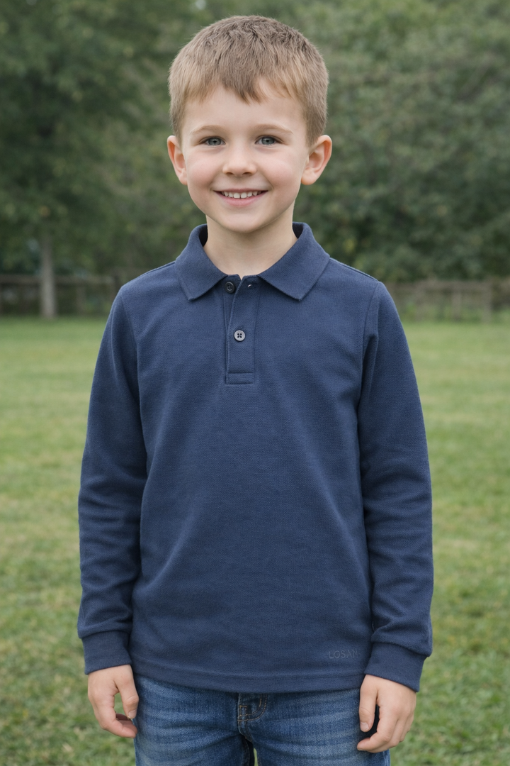 Losan Boys Navy Blue Polo Shirt - 1008AA