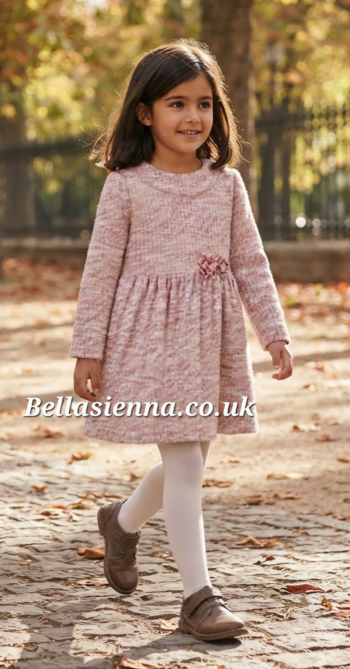 Mayoral Girls Tweed Dress - Rose Pink - 4916