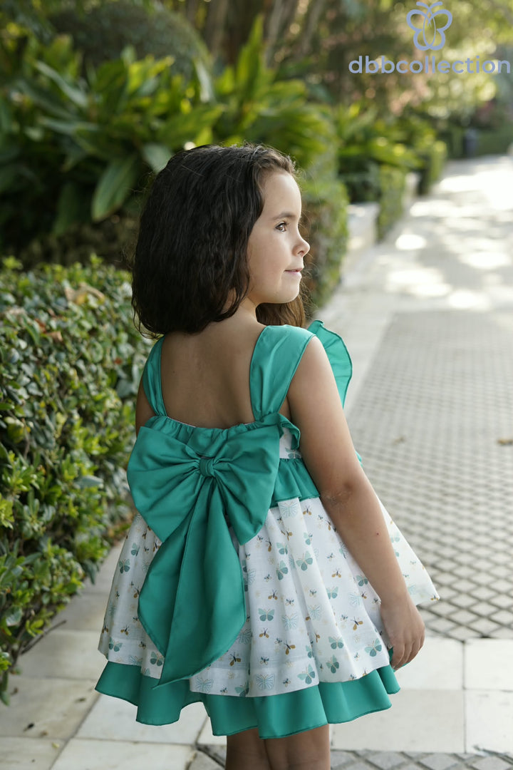 Dbb Collection Girls Green Butterfly Dress With Big Bow - 27002