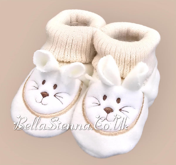 Bella Sienna Beige Bunny Rabbit Booties - 35
