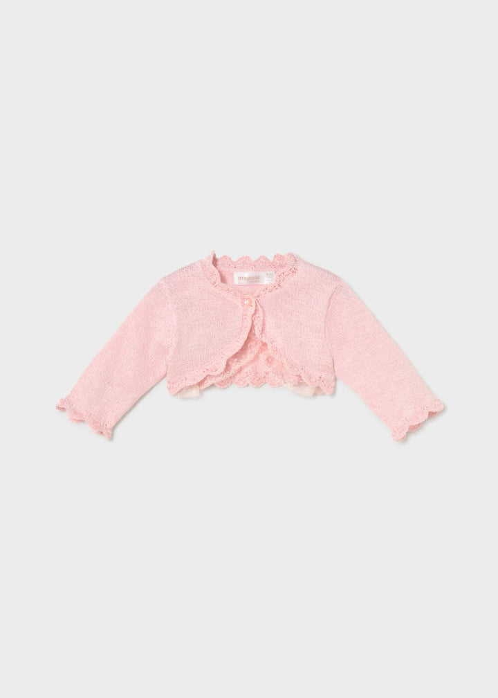 Mayoral Baby Girls Pink Cardigan With Lace Trim - 1301 - 53 - Rosa Baby
