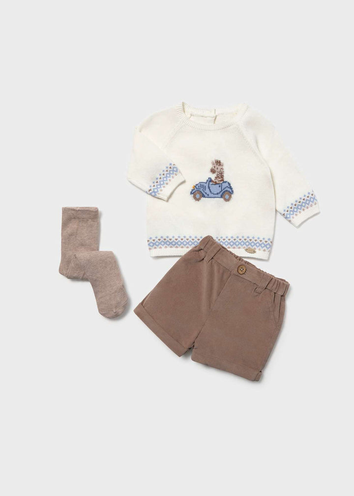Mayoral Baby Boys Three Piece Jumper, Shorts & Tights Set - 2267