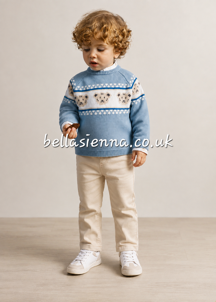 Mayoral Boys Arctic Blue Teddy Bear Jumper & Slim Fit Trousers - 2375 & 563 -42