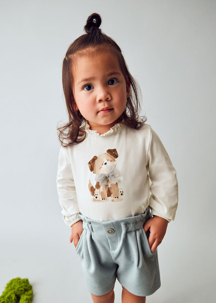 Mayoral Girls Doggy Top & Shorts Set - 2075 & 2261 - Blue Bell