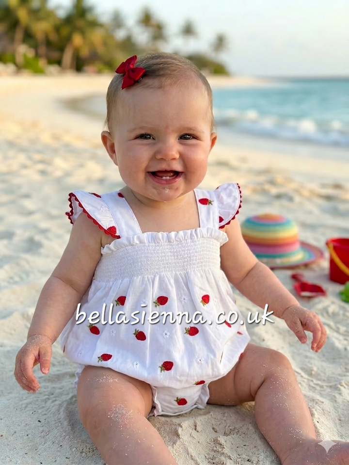 Deolinda Baby Girl Strawberry Print Romper - DBV26507 - "Pavlova"