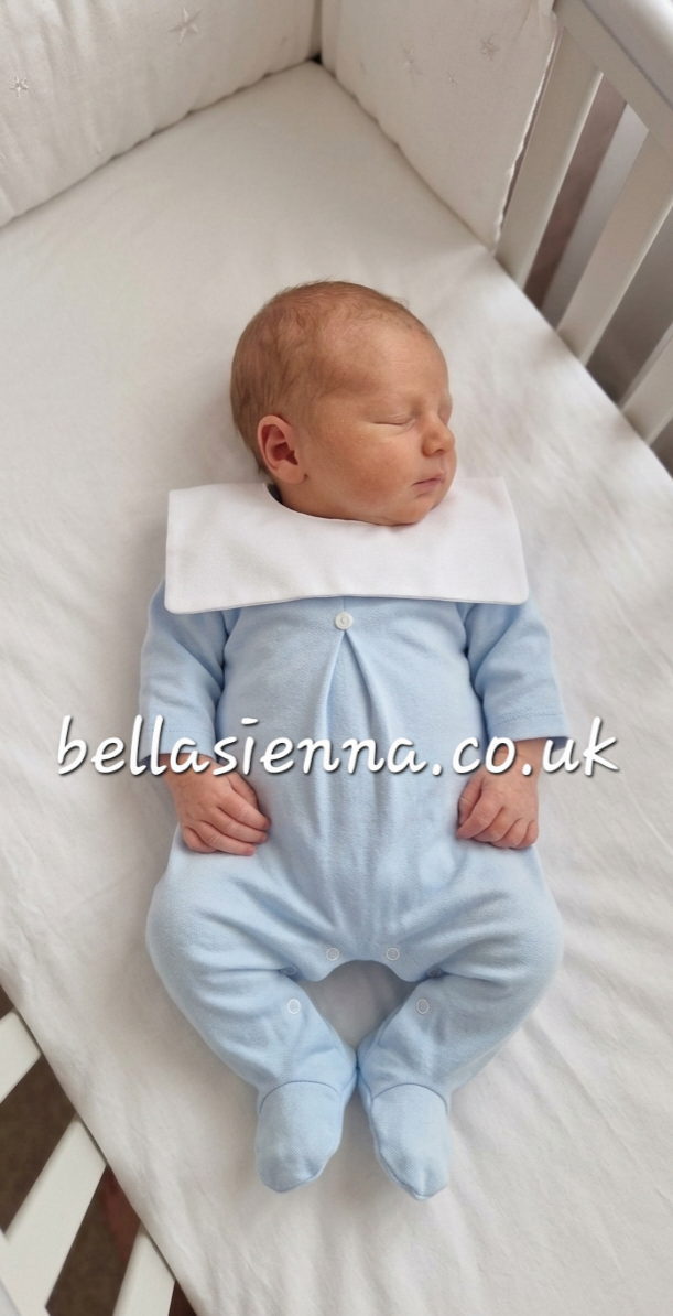 Baby Boys Blue & White All In One Babygrow - SG125