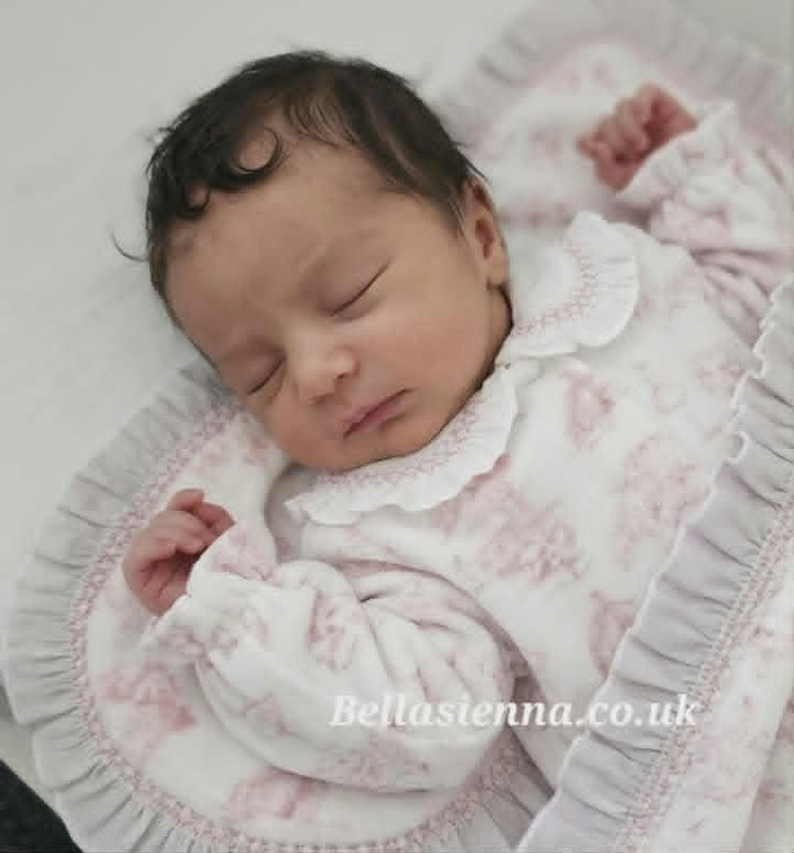 Deolinda Baby Girls "SIDNEY" All In One Velour Baby Grow With Matching Bib - DBI26109