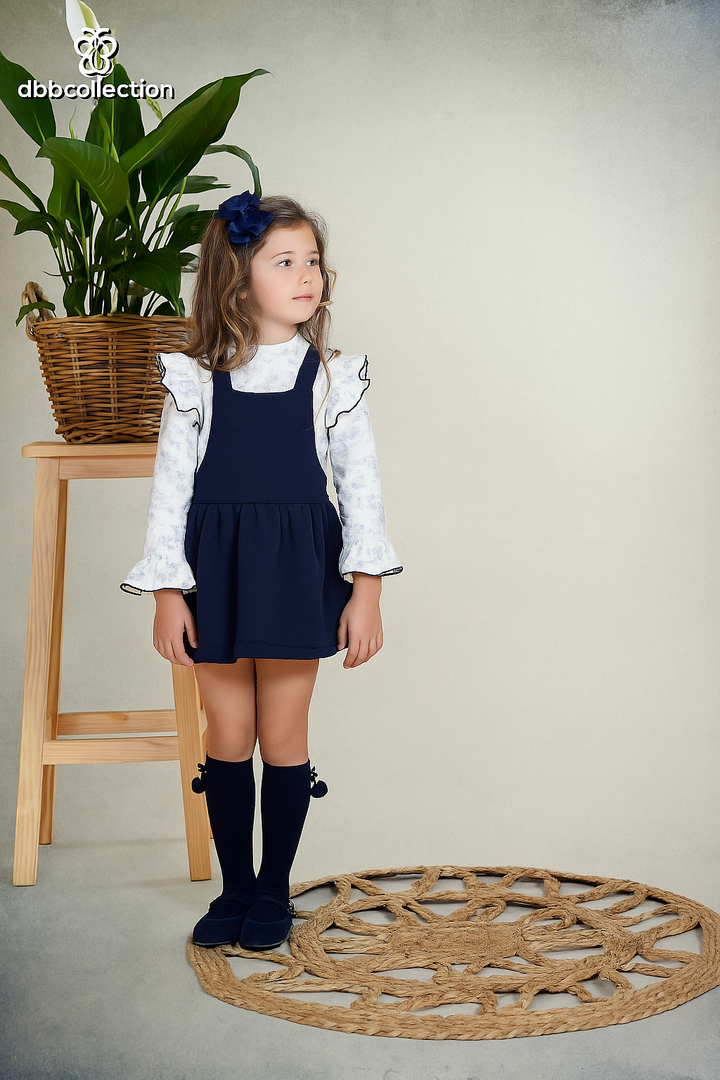 Dbb Collection Girls Navy Pinafore Dress - 25406- Matching Items Available