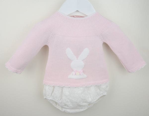 Girls Pink & White Bunny Rabbit Jumper & Jam Pants Set - DANI