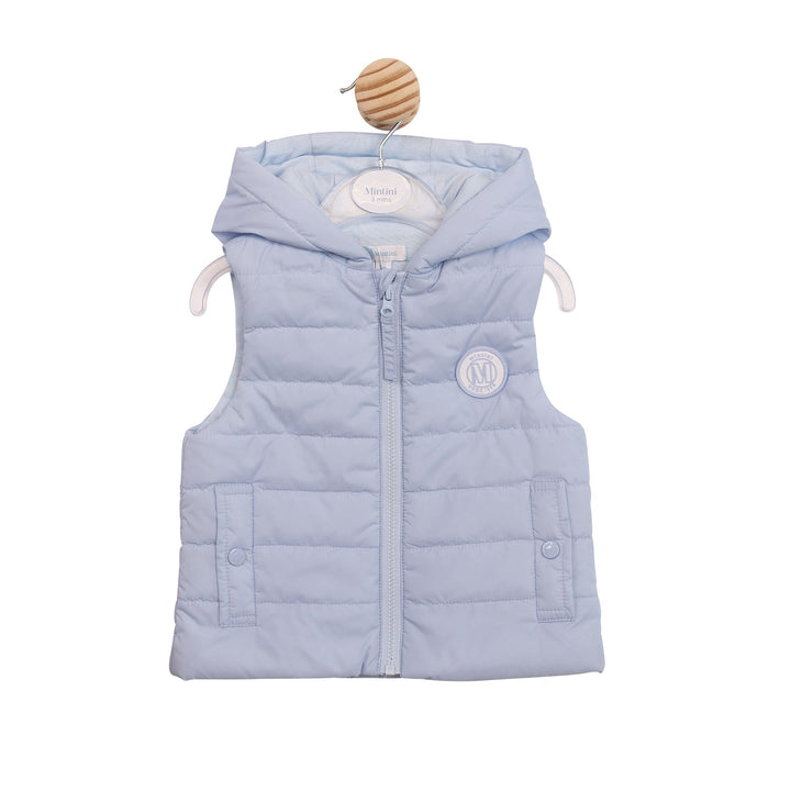 Mintini Baby Blue Padded Gilet With Logo - MB6853