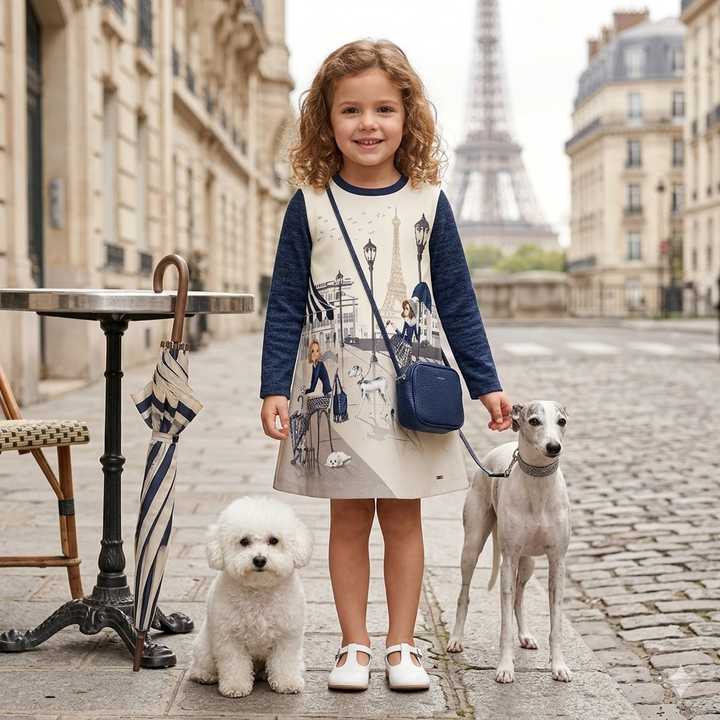 Mayoral Girls Paris Dress 4987 Navy