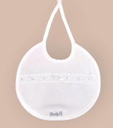 100% Cotton Unisex Ivory Ribbon & Bow Detail Bib