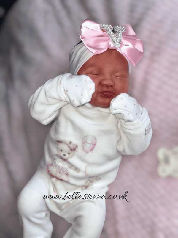 Jamiks "ALIDA" Pink Teddy Bear All In One Velour Babygrow Sleepsuit
