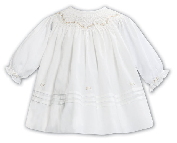 Sarah Louise Ivory & Beige Hand Smocked Dress - 013677 - 013352
