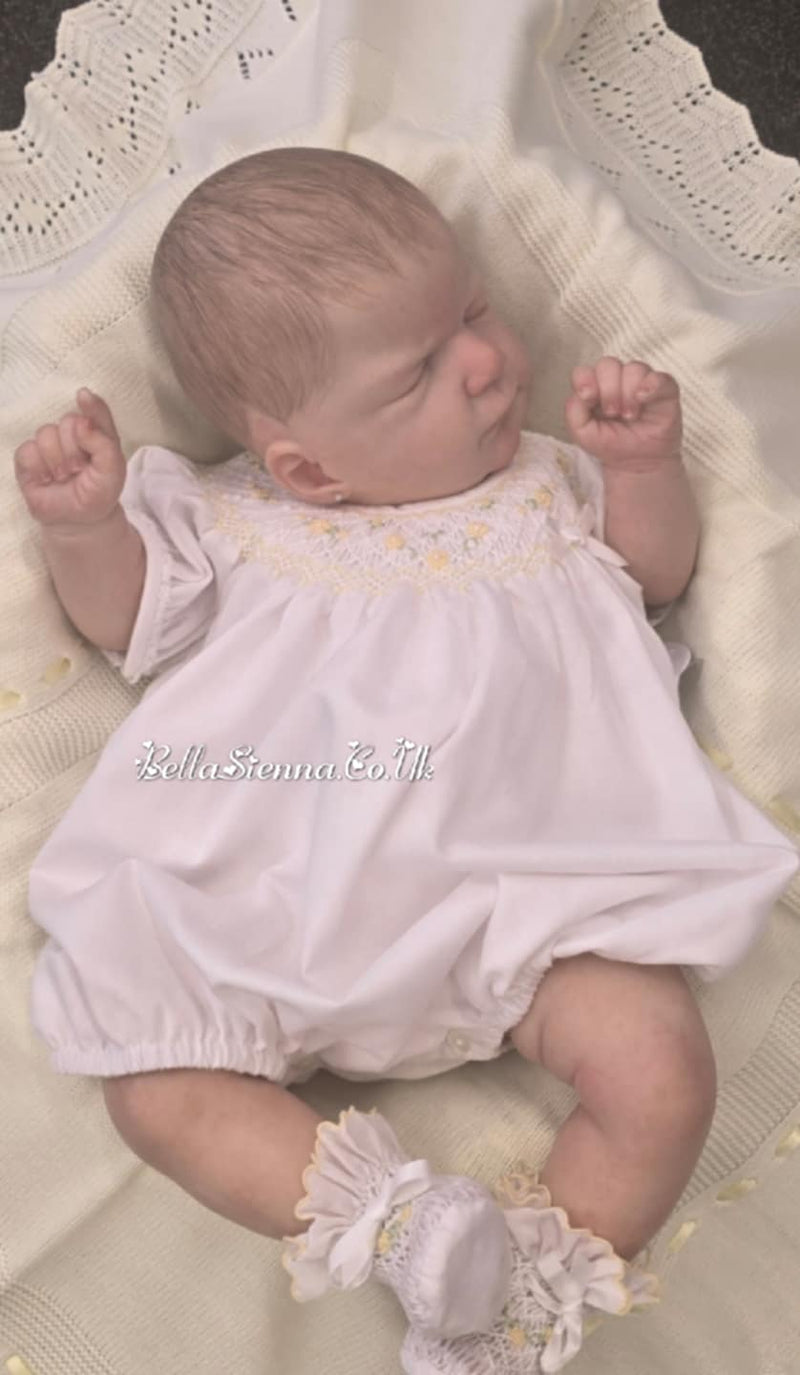 Sarah Louise White & Lemon "HERITAGE COLLECTION" Hand Smocked Bubble Romper - C6004