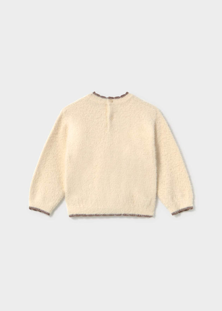 Mayoral Girls Cream & Beige Super Soft "Teddy Bear" Jumper  & Beige Twill Shorts - 2383 & 2202