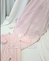 Deolinda "SUPERSTAR" Pink Velour Teddy Bear Diamante All In One Babygrow, Sleepsuit - DBI25112