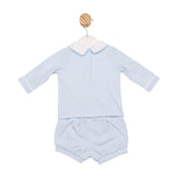Mintini Baby Boys Blue & White Smocked Top & Shorts Set - MB6576