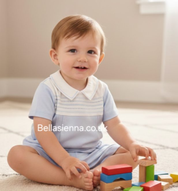 Mintini baby Boys Blue & White Classic Shorts Set - MB6882