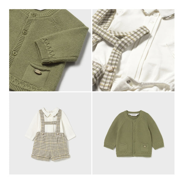 Mayoral Boys Winter Green Check Three Piece Set - 2258 - With Cardigan  2237 Matching Girls Available