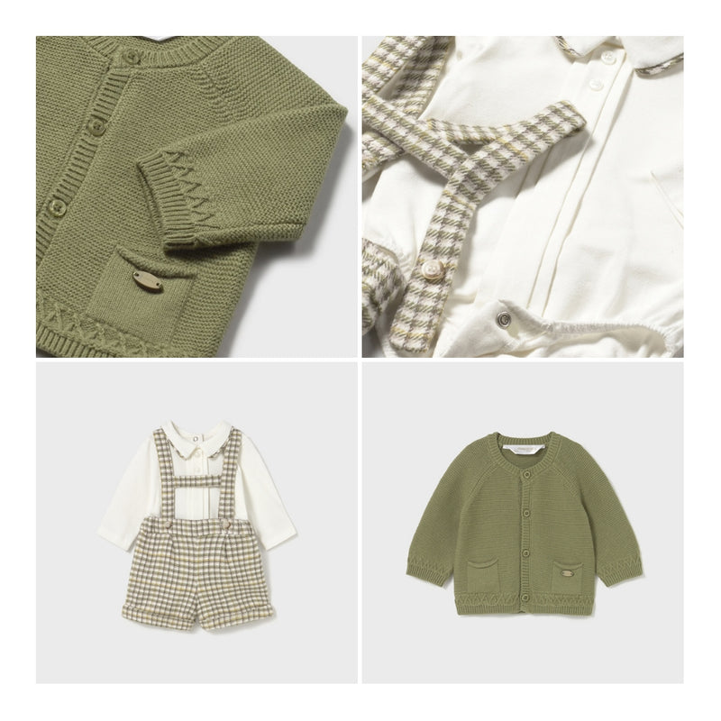 Mayoral Boys Winter Green Check Three Piece Set - 2258 - With Cardigan  2237 Matching Girls Available