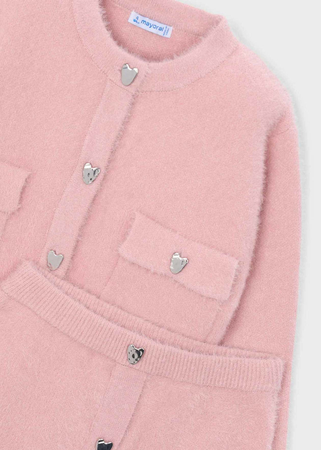 Girls Pink Super Soft Fluffy Skirt & Cardigan Set - 4935