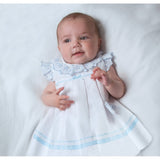 Sarah Louise White & Blue Broderie Anglaise Dress - 011878