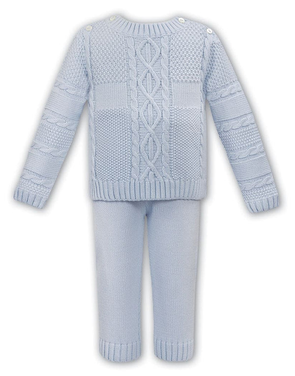 Sarah Louise Blue Two Piece Chunky Knitted Tracksuit Set - 008128