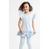 HARRIS KIDS "Savannah" Girls Ribbed Frilly Ruffle 3 Piece Set - Blue