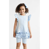 HARRIS KIDS "Savannah" Girls Ribbed Frilly Ruffle 3 Piece Set - Blue