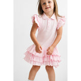 Harris Kids "Sian" Girls Ruffle Frill Polo Dress - Pink